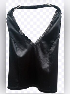 Forever 21+ Black Satin Lace-Trim Halter Top – Plus Size 4X
